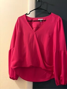 Bar III Hot Pink Wrap-Front Blouse